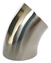 Отвод нержавеющий 45°, короткий, асептический, DIN AISI 304L 150